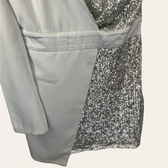 Elle Zeitoune Alexa Silver Cocktail Dress Size M - Picture 8 of 11